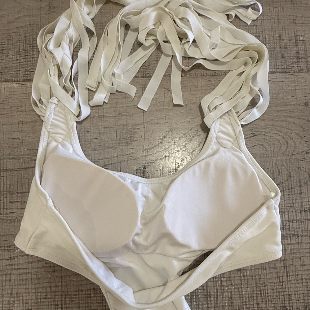 Forever21 White Cut-Out Bathing Suit with Tassle Details Size Small - Picture 9 of 9